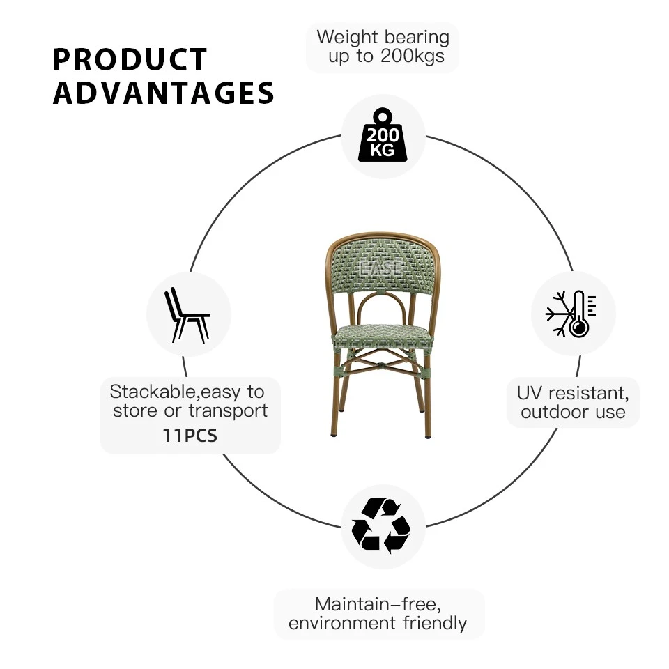 Outdoor Rattan Stackable French Bistro Chairs high quality