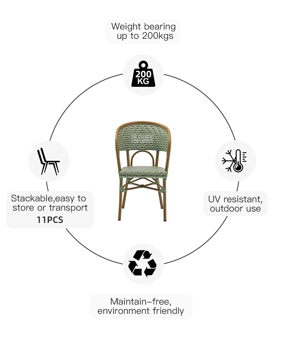 Outdoor Rattan Stackable French Bistro Chairs factory in china Outdoor Rattan Stackable French Bistro Chairs factory in china